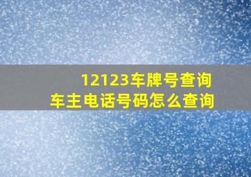 12123车牌号查询车主电话号码怎么查询