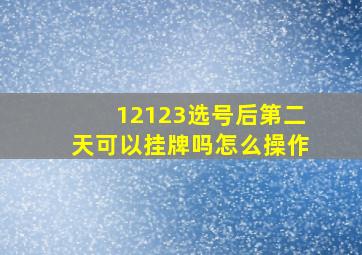 12123选号后第二天可以挂牌吗怎么操作