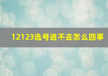 12123选号进不去怎么回事