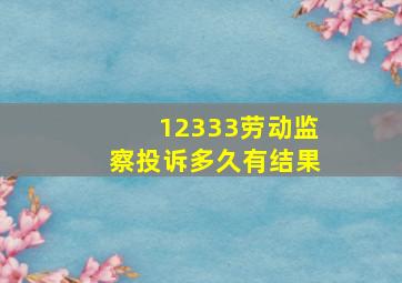 12333劳动监察投诉多久有结果