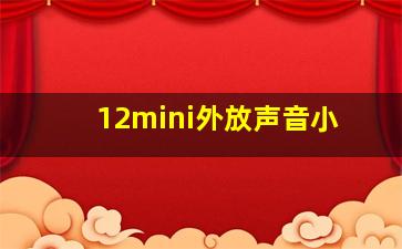 12mini外放声音小