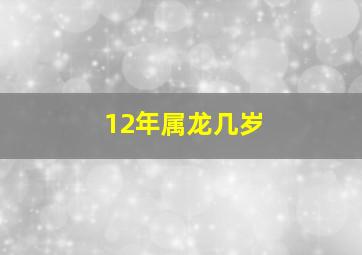 12年属龙几岁