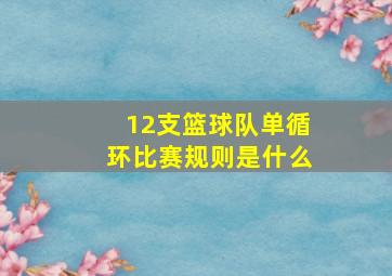 12支篮球队单循环比赛规则是什么