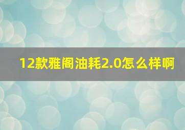 12款雅阁油耗2.0怎么样啊