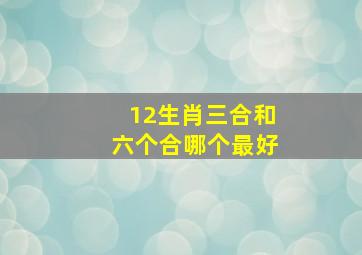 12生肖三合和六个合哪个最好