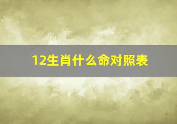 12生肖什么命对照表