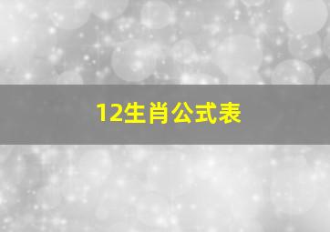 12生肖公式表