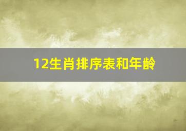 12生肖排序表和年龄