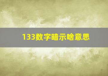 133数字暗示啥意思