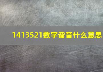 1413521数字谐音什么意思