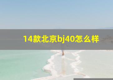 14款北京bj40怎么样