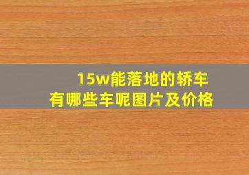 15w能落地的轿车有哪些车呢图片及价格