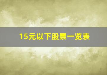 15元以下股票一览表