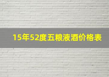 15年52度五粮液酒价格表