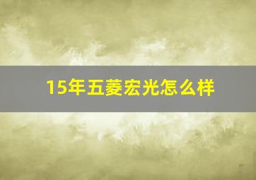 15年五菱宏光怎么样