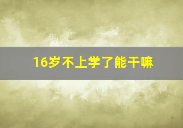 16岁不上学了能干嘛