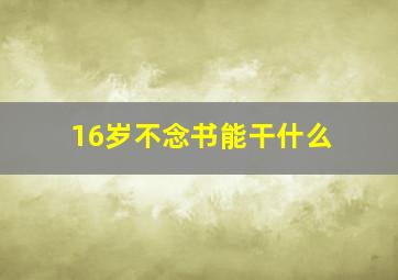 16岁不念书能干什么