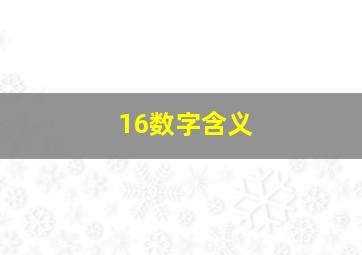 16数字含义