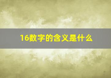 16数字的含义是什么