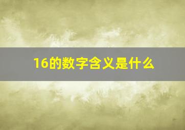 16的数字含义是什么