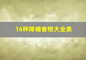 16种降糖食物大全表