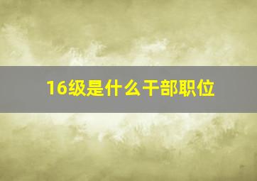 16级是什么干部职位