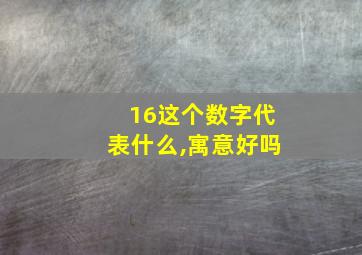 16这个数字代表什么,寓意好吗