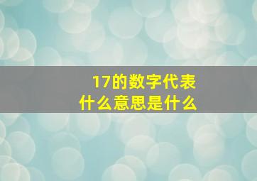 17的数字代表什么意思是什么