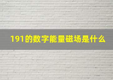 191的数字能量磁场是什么