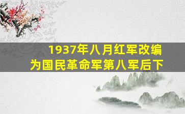 1937年八月红军改编为国民革命军第八军后下