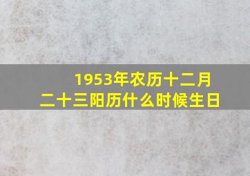 1953年农历十二月二十三阳历什么时候生日