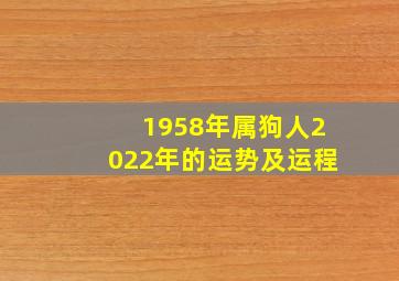 1958年属狗人2022年的运势及运程