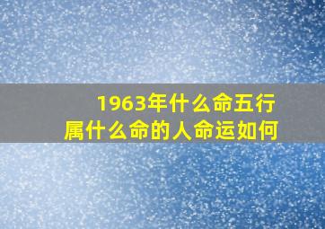 1963年什么命五行属什么命的人命运如何