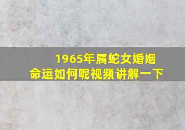 1965年属蛇女婚姻命运如何呢视频讲解一下