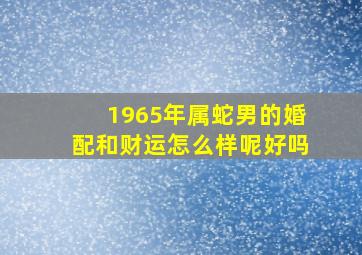 1965年属蛇男的婚配和财运怎么样呢好吗