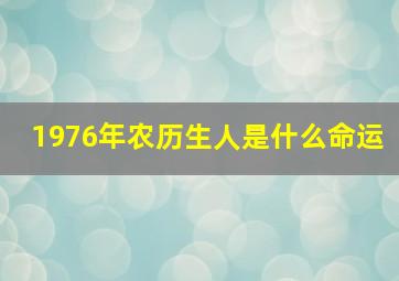 1976年农历生人是什么命运