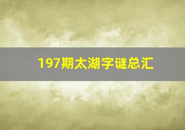 197期太湖字谜总汇