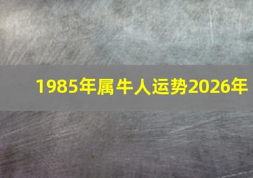 1985年属牛人运势2026年