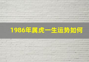 1986年属虎一生运势如何