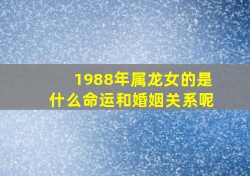 1988年属龙女的是什么命运和婚姻关系呢