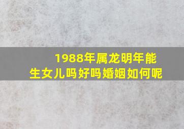 1988年属龙明年能生女儿吗好吗婚姻如何呢