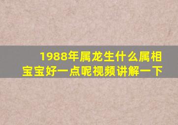 1988年属龙生什么属相宝宝好一点呢视频讲解一下