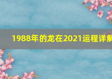 1988年的龙在2021运程详解