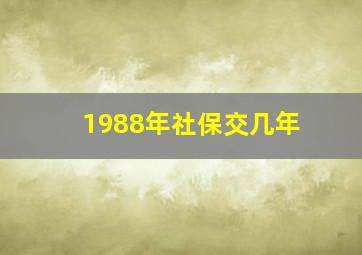 1988年社保交几年