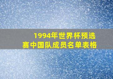 1994年世界杯预选赛中国队成员名单表格