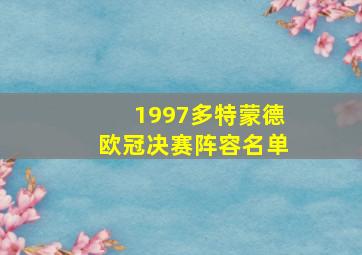 1997多特蒙德欧冠决赛阵容名单