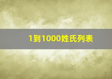 1到1000姓氏列表