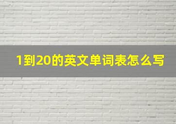 1到20的英文单词表怎么写