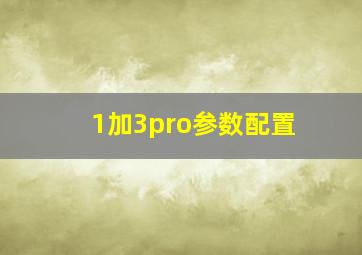 1加3pro参数配置