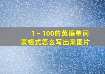 1～100的英语单词表格式怎么写出来图片